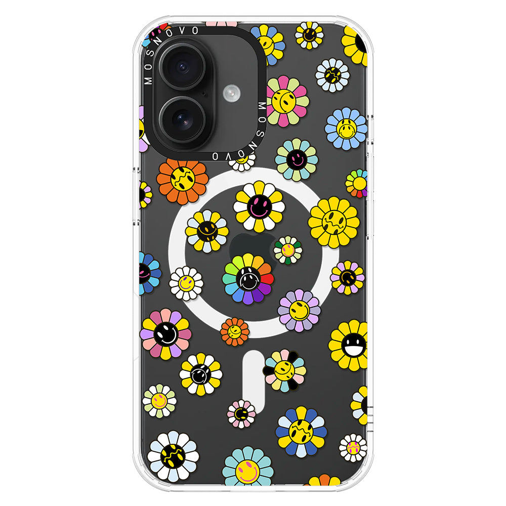 Flower Smiley Face Phone Case - iPhone 16 Plus Case - MOSNOVO