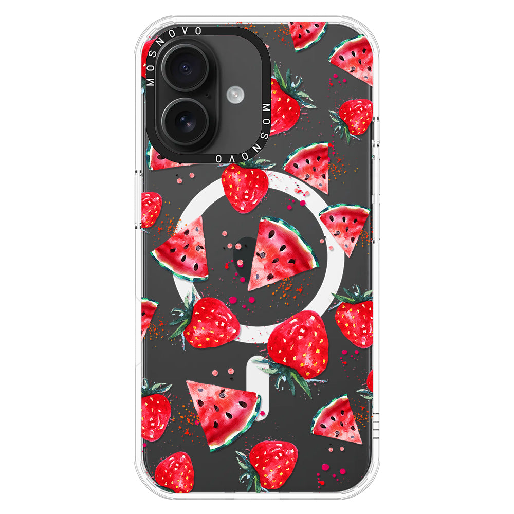 Watermelon and Strawberry Phone Case - iPhone 16 Case - MOSNOVO