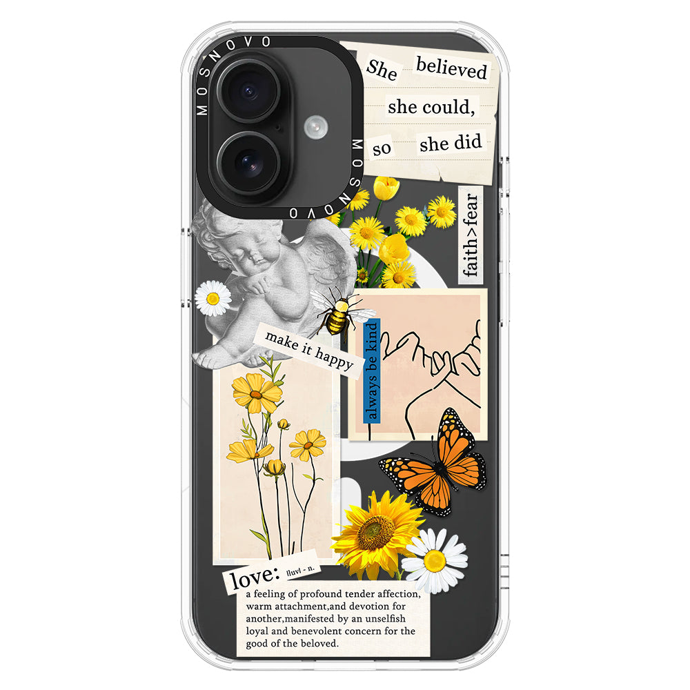 Vintage Collage Sunflower Butterfly Phone Case - iPhone 16 Case - MOSNOVO