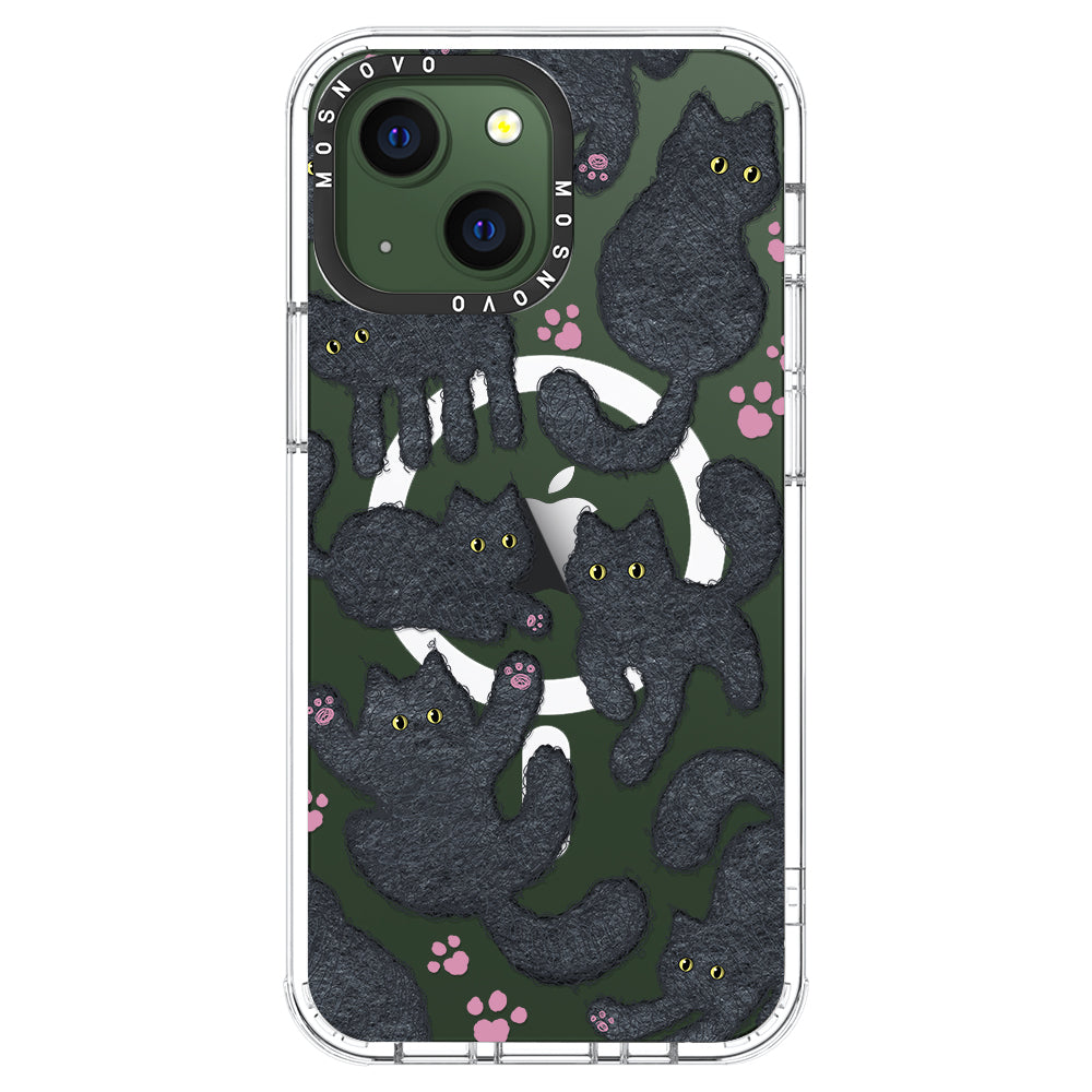 Black Furry Cat Phone Case - iPhone 13 Case