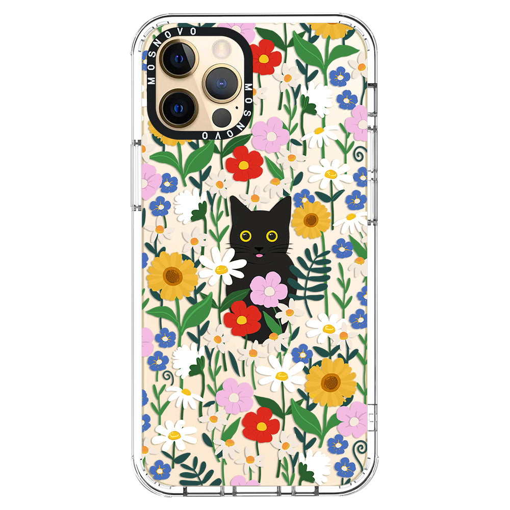 Black Cat in Garden Phone Case - iPhone 12 Pro Max Case - MOSNOVO