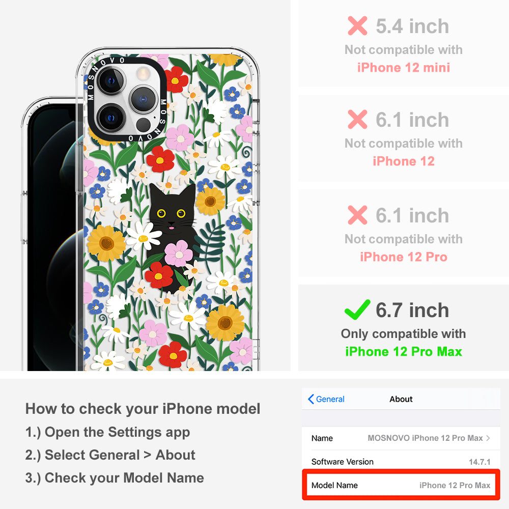 Black Cat in Garden Phone Case - iPhone 12 Pro Max Case - MOSNOVO
