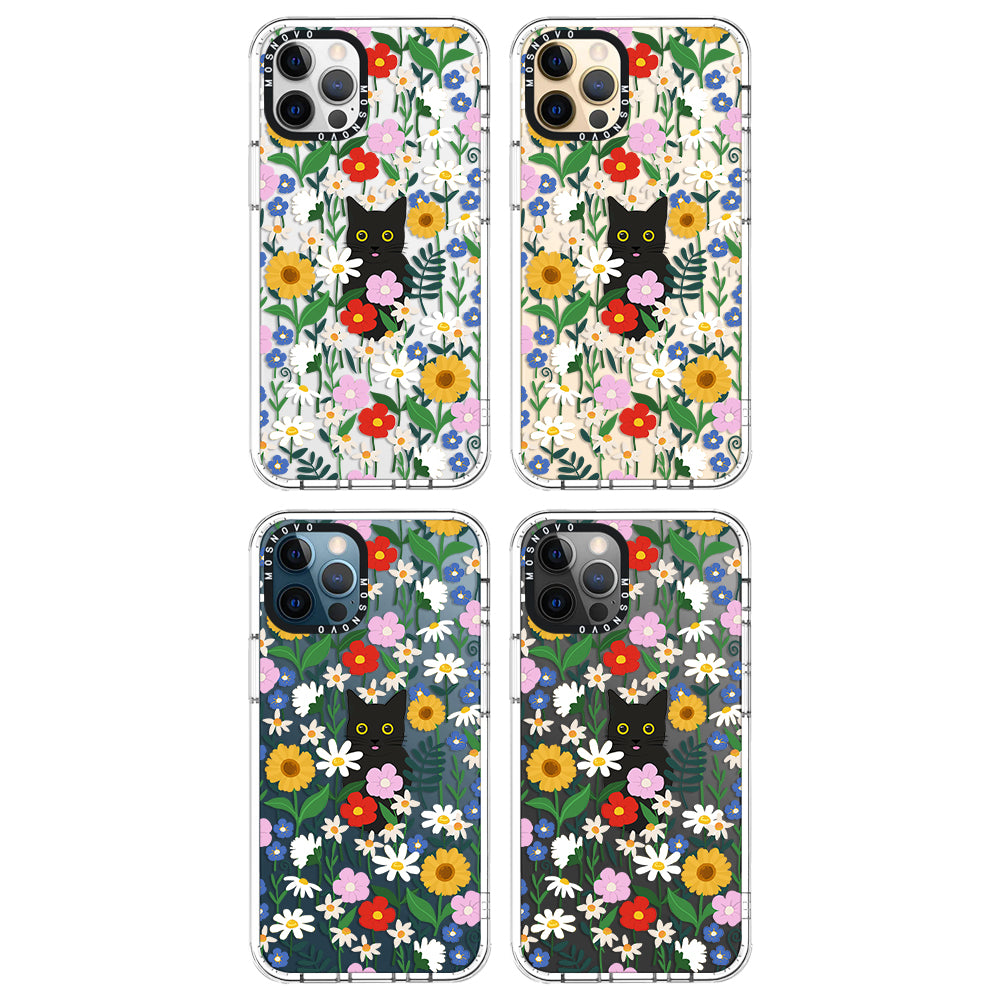 Black Cat in Garden Phone Case - iPhone 12 Pro Max Case - MOSNOVO