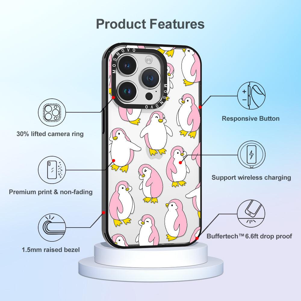 Pink Penguins Phone Case - iPhone 14 Pro Case - MOSNOVO