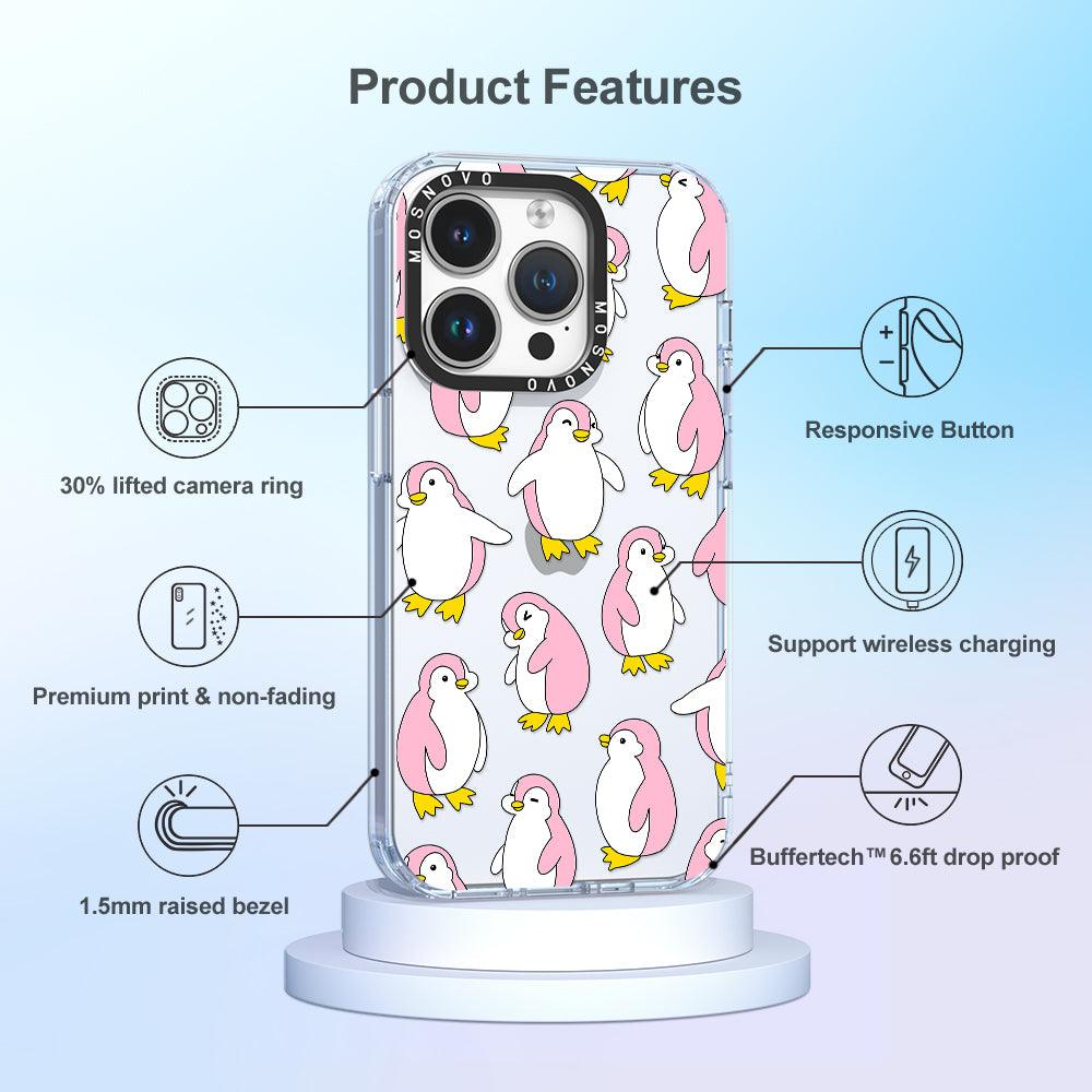 Pink Penguins Phone Case - iPhone 14 Pro Case - MOSNOVO