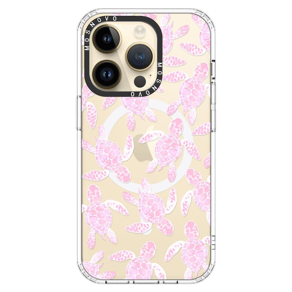 Pink Turtle Phone Case - iPhone 14 Pro Case - MOSNOVO