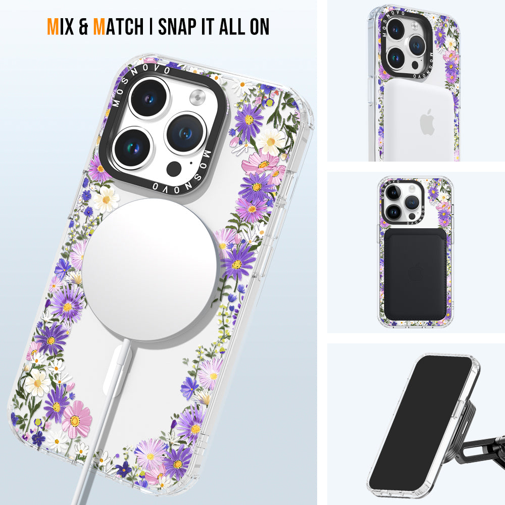 Purple Daisy Garden Phone Case - iPhone 14 Pro Case - MOSNOVO