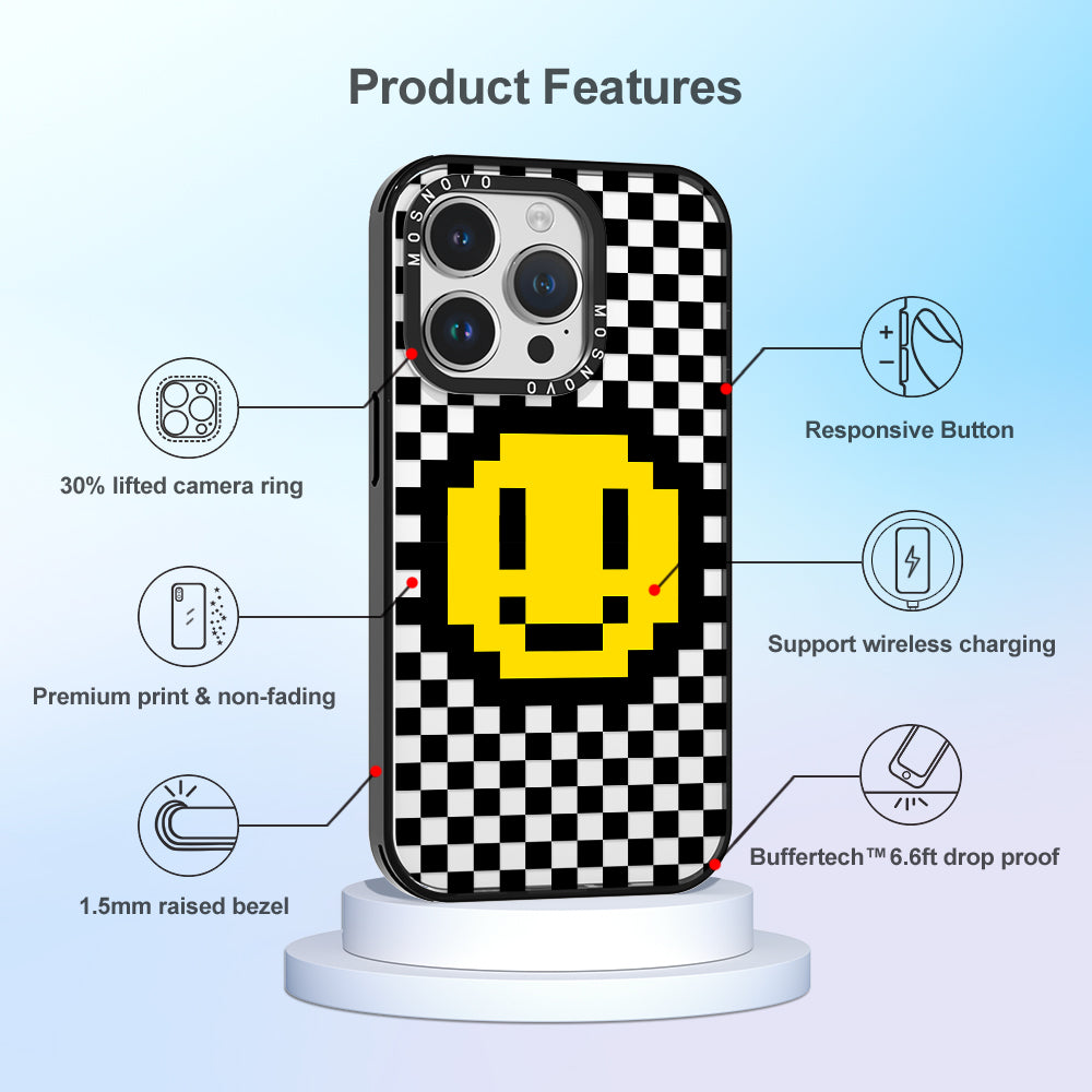 Smile Checkered Phone Case - iPhone 14 Pro Case - MOSNOVO