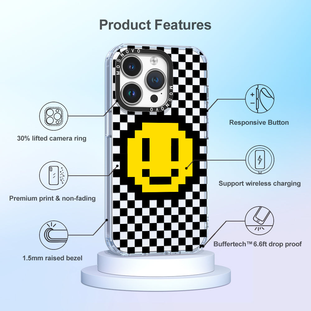 Smile Checkered Phone Case - iPhone 14 Pro Case - MOSNOVO