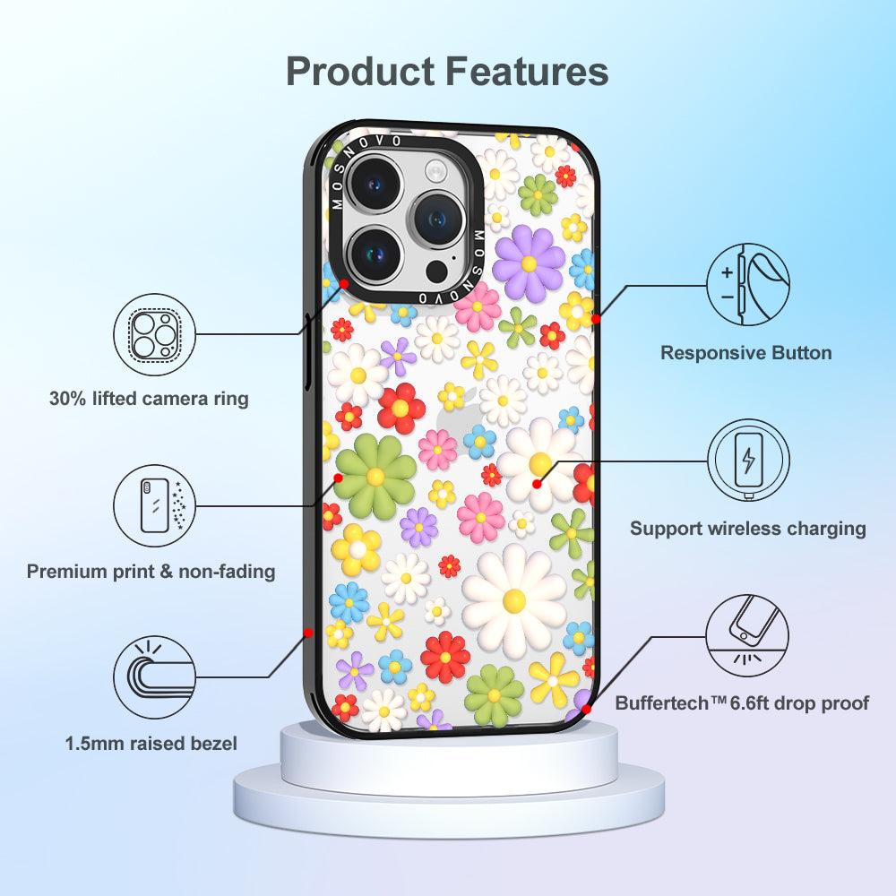 3D Flowers Phone Case - iPhone 14 Pro Max Case - MOSNOVO