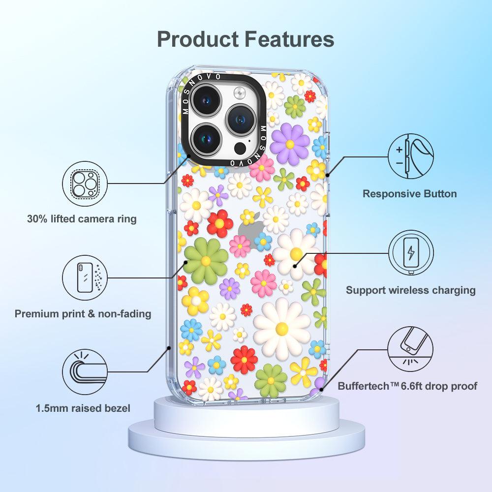 3D Flowers Phone Case - iPhone 14 Pro Max Case - MOSNOVO