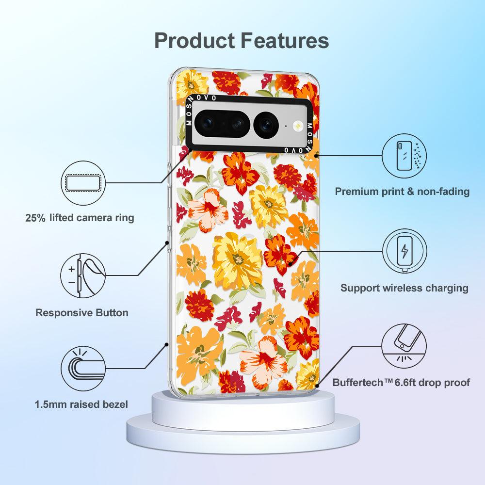 70s Boho Yellow Flower Phone Case - Google Pixel 7 Pro Case - MOSNOVO