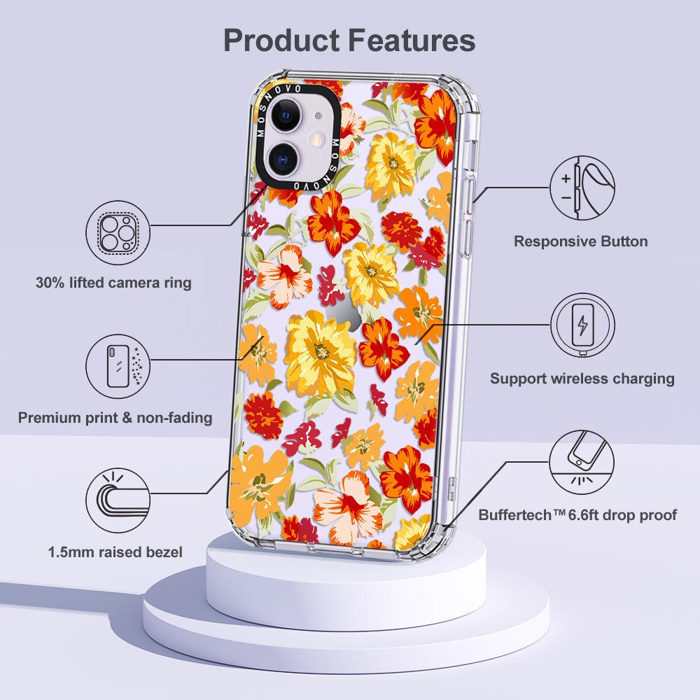 70s Boho Yellow Flower Phone Case - iPhone 11 Case - MOSNOVO