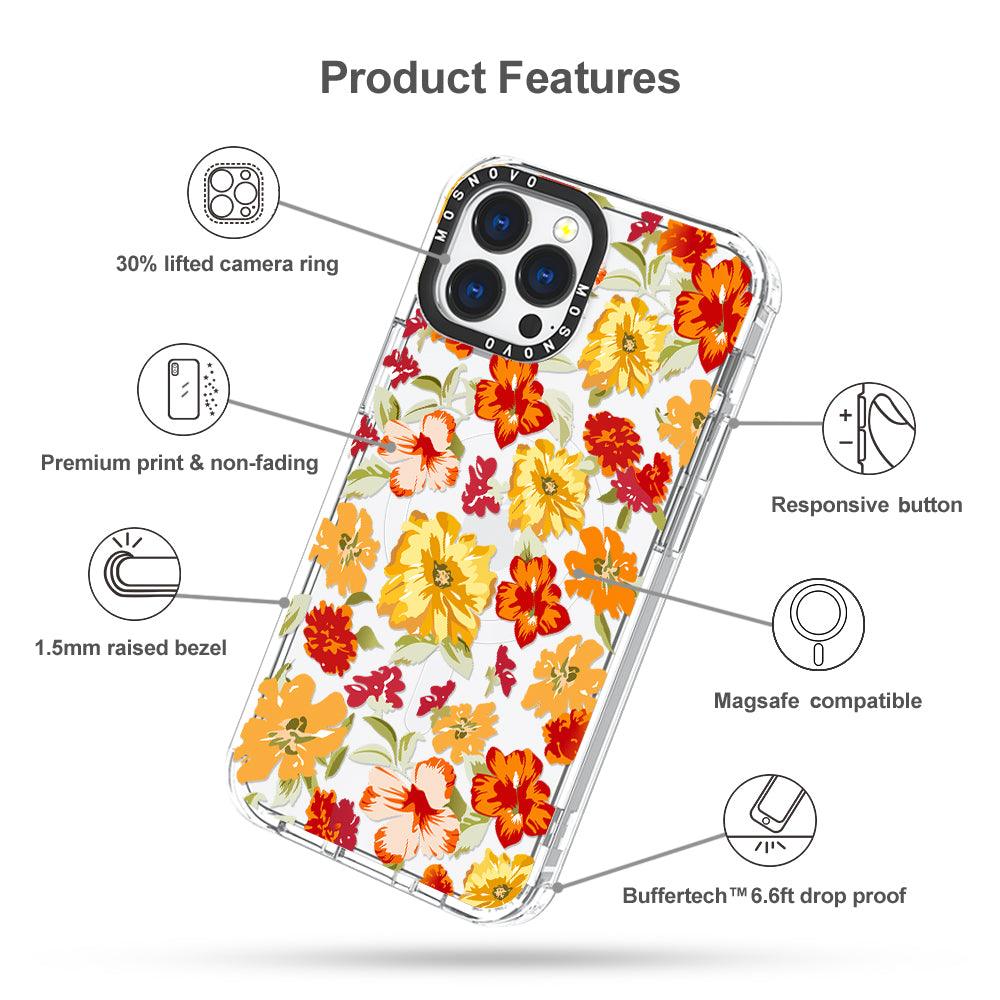 70s Boho Yellow Flower Phone Case - iPhone 13 Pro Max Case - MOSNOVO