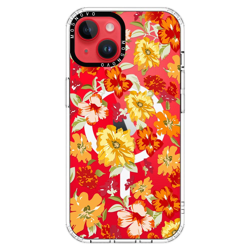 70s Boho Yellow Flower Phone Case - iPhone 14 Plus Case - MOSNOVO