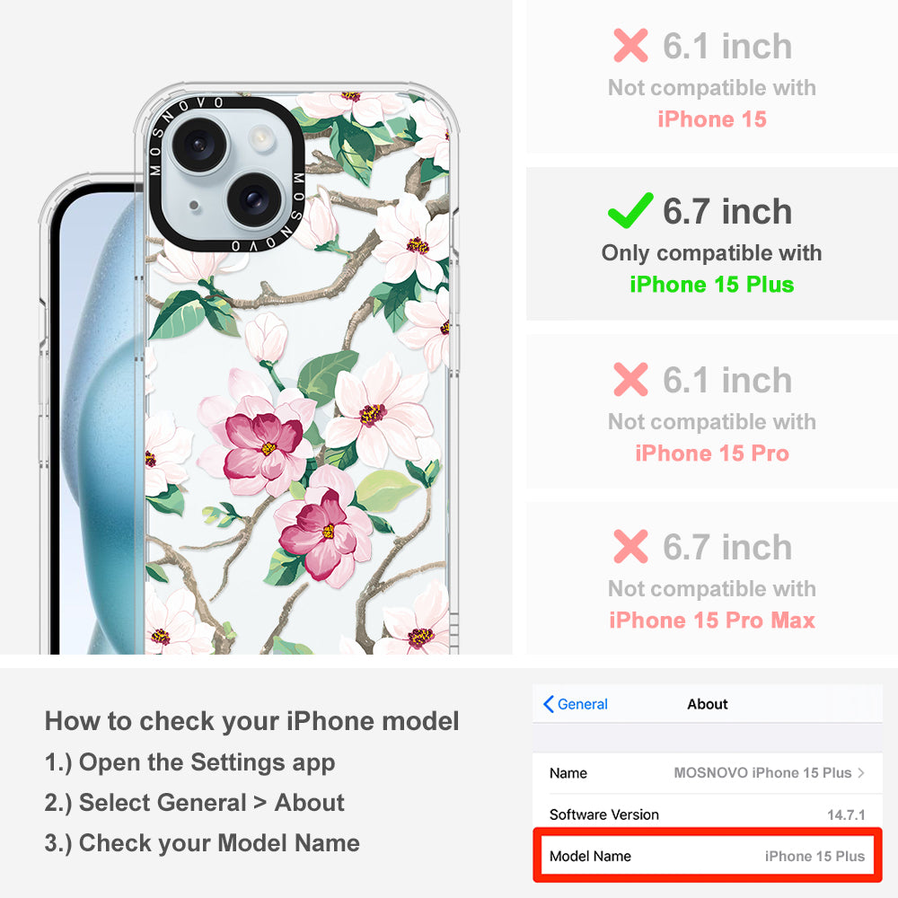 Magnolia Phone Case - iPhone 15 Plus Case - MOSNOVO
