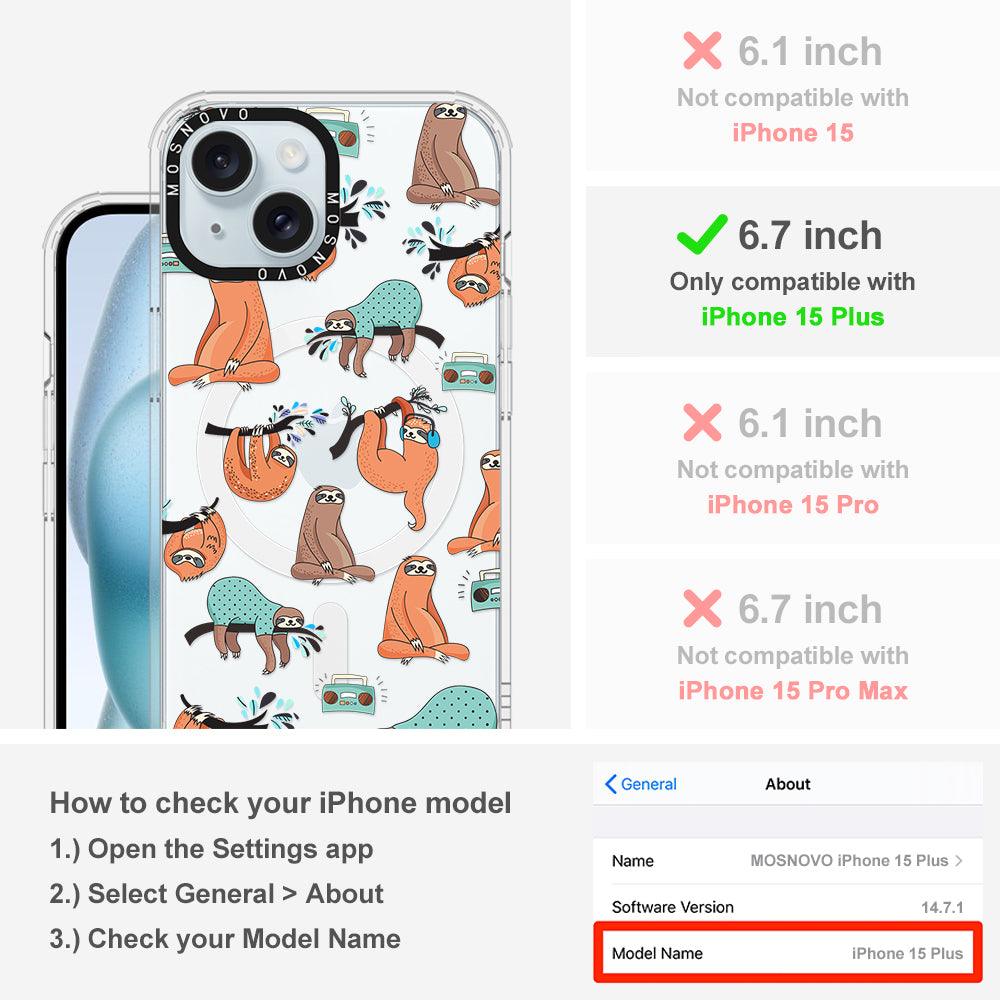 Musical Sloth Phone Case - iPhone 15 Plus Case - MOSNOVO