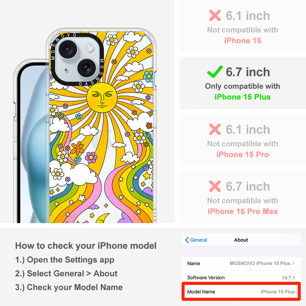 Rainbow Sun and Moon Phone Case - iPhone 15 Plus Case - MOSNOVO