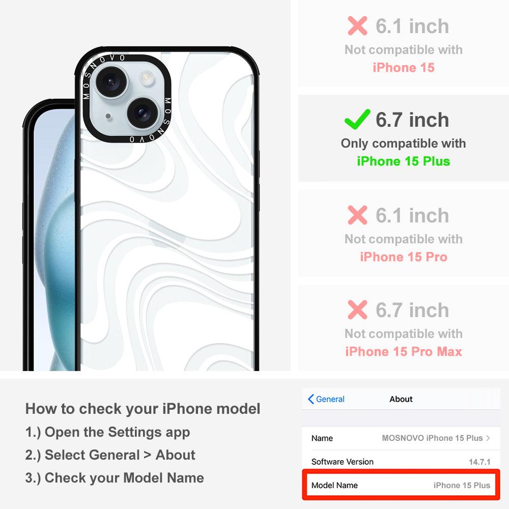 White Swirl Phone Case - iPhone 15 Plus Case - MOSNOVO