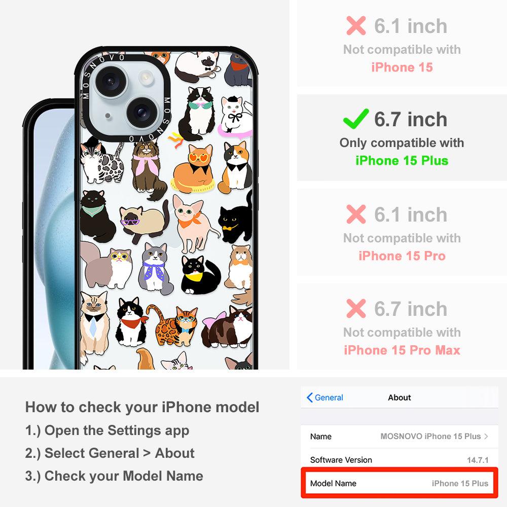 Cute Cat Phone Case - iPhone 15 Plus Case - MOSNOVO