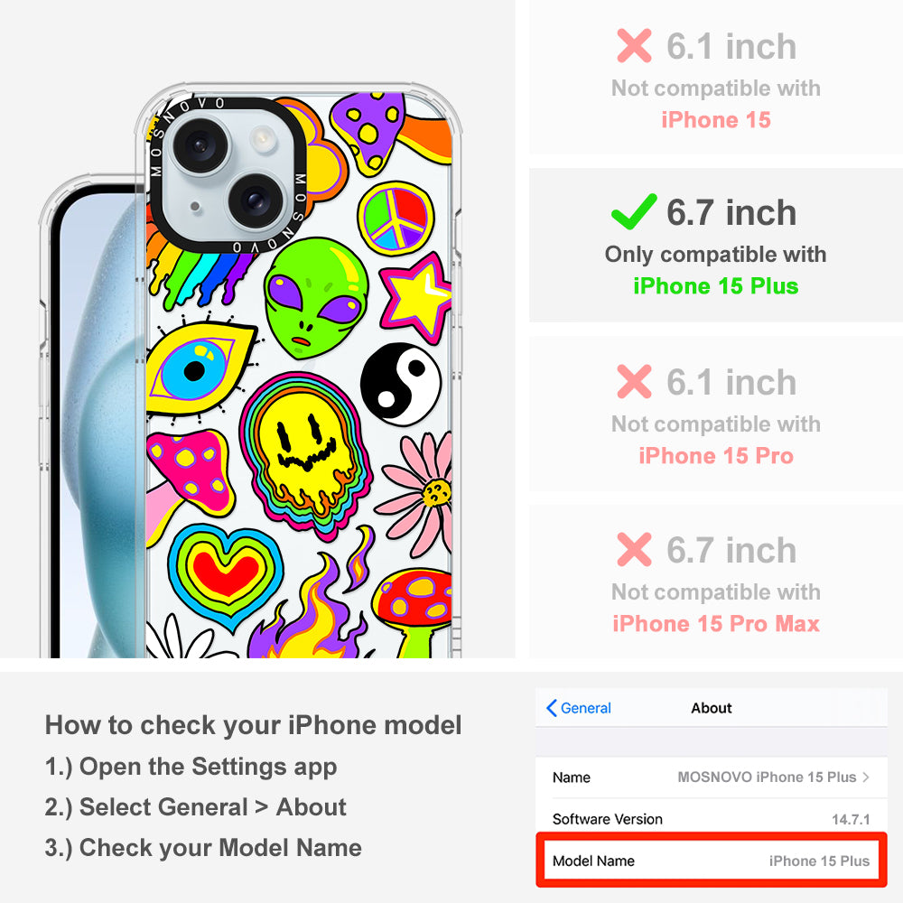 Hippie Rainbow Face Love Phone Case - iPhone 15 Plus Case - MOSNOVO