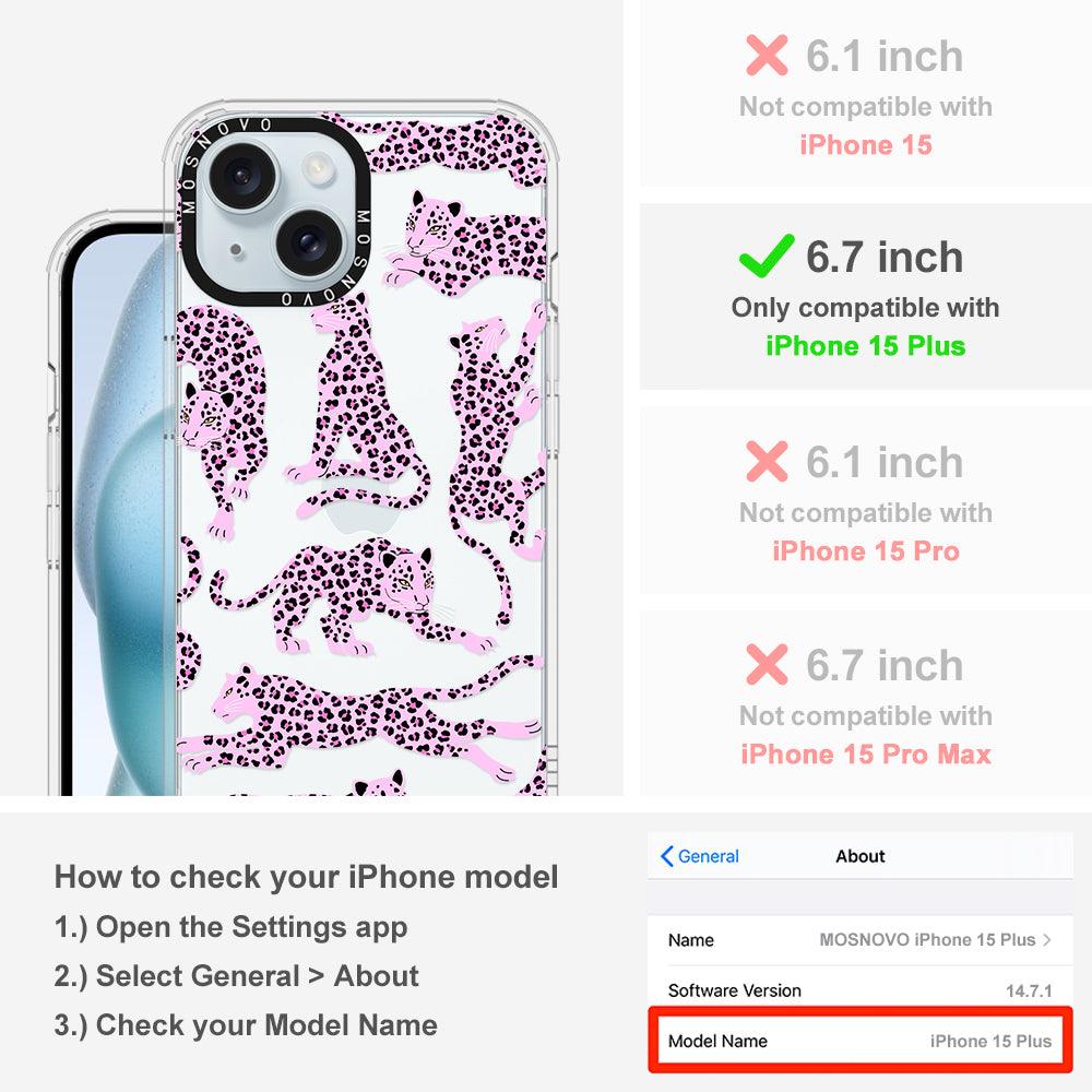 Pink Leopard Phone Case - iPhone 15 Plus Case - MOSNOVO