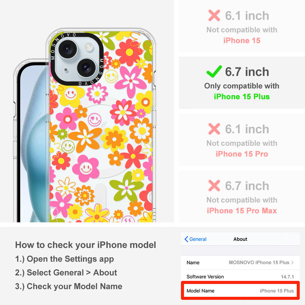 70's Groovy Floral Phone Case - iPhone 15 Plus Case - MOSNOVO