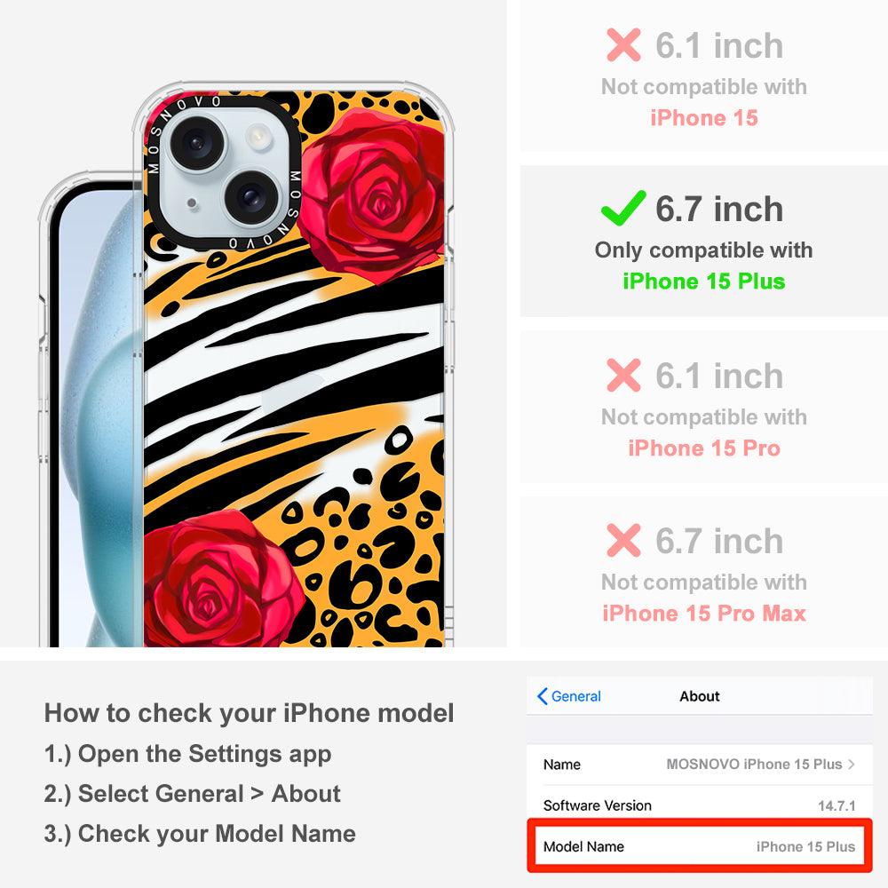 Wild Floral Leopard Phone Case - iPhone 15 Plus Case - MOSNOVO