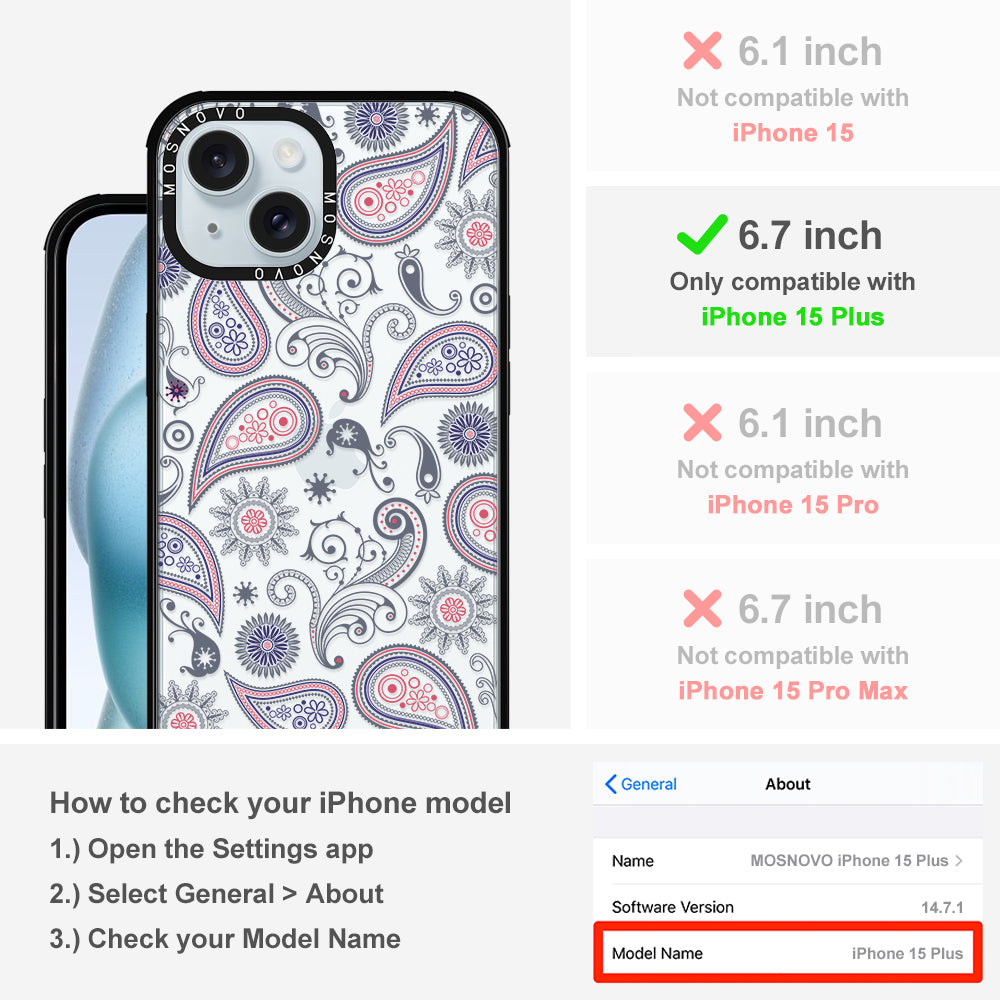 Paisley Phone Case - iPhone 15 Plus Case - MOSNOVO