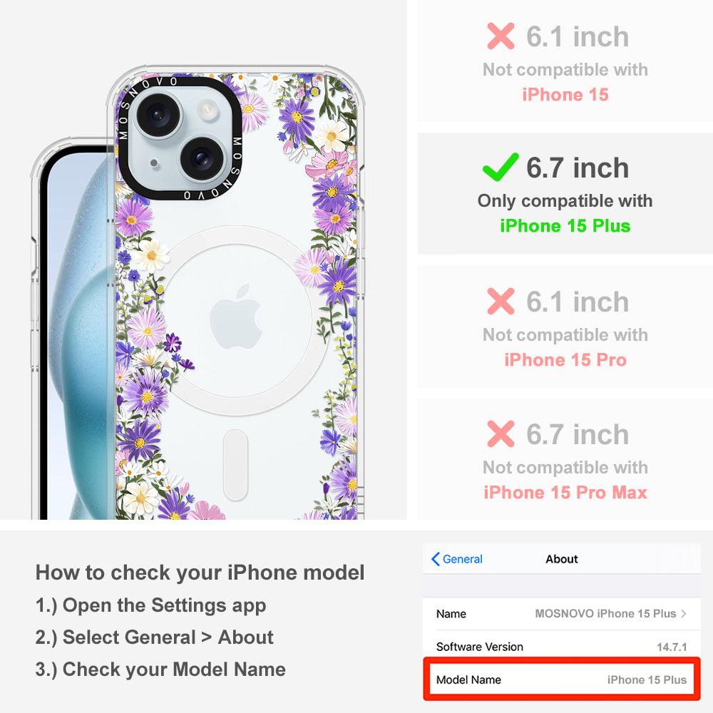 Purple Daisy Garden Phone Case - iPhone 15 Plus Case - MOSNOVO