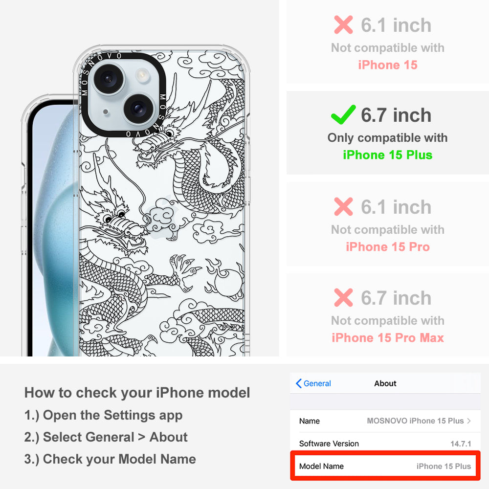 Black Dragon Phone Case - iPhone 15 Plus Case - MOSNOVO