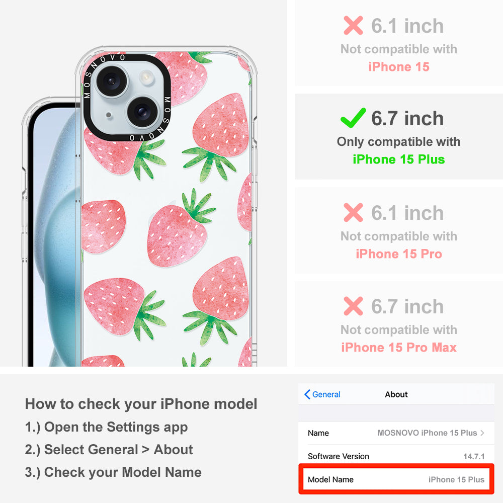 Pastel Strawberry Phone Case - iPhone 15 Plus Case - MOSNOVO