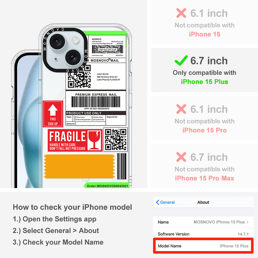 MOSNOVO LABEL Phone Case - iPhone 15 Plus Case - MOSNOVO