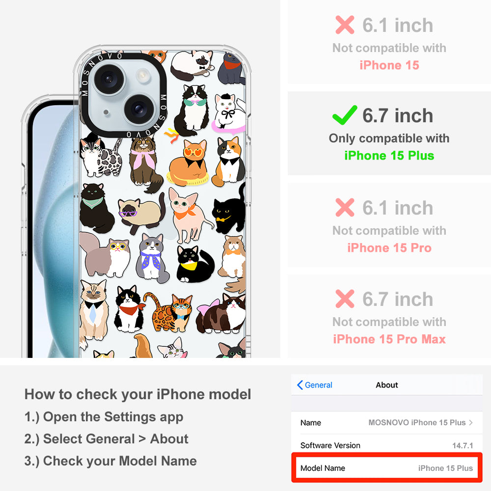 Cute Cat Phone Case - iPhone 15 Plus Case - MOSNOVO