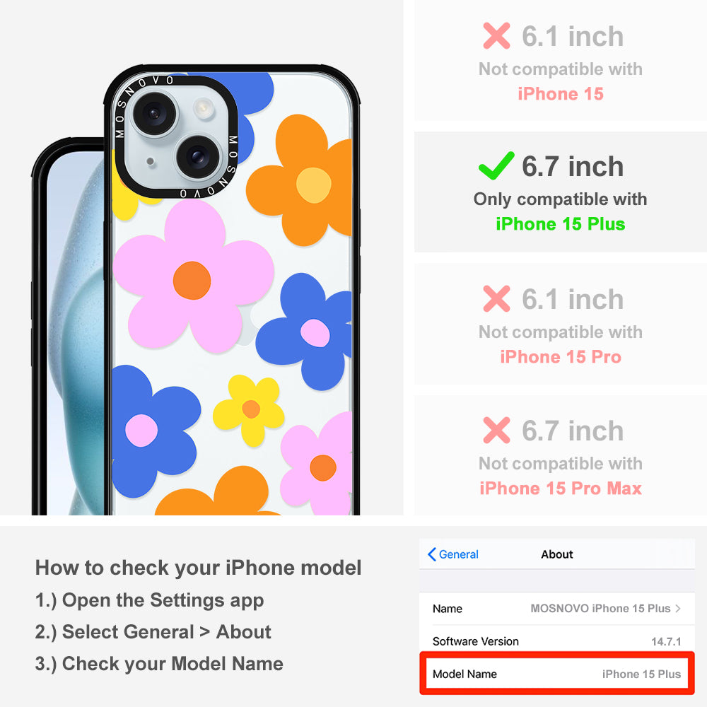60's Groovy Flower Phone Case - iPhone 15 Plus Case - MOSNOVO