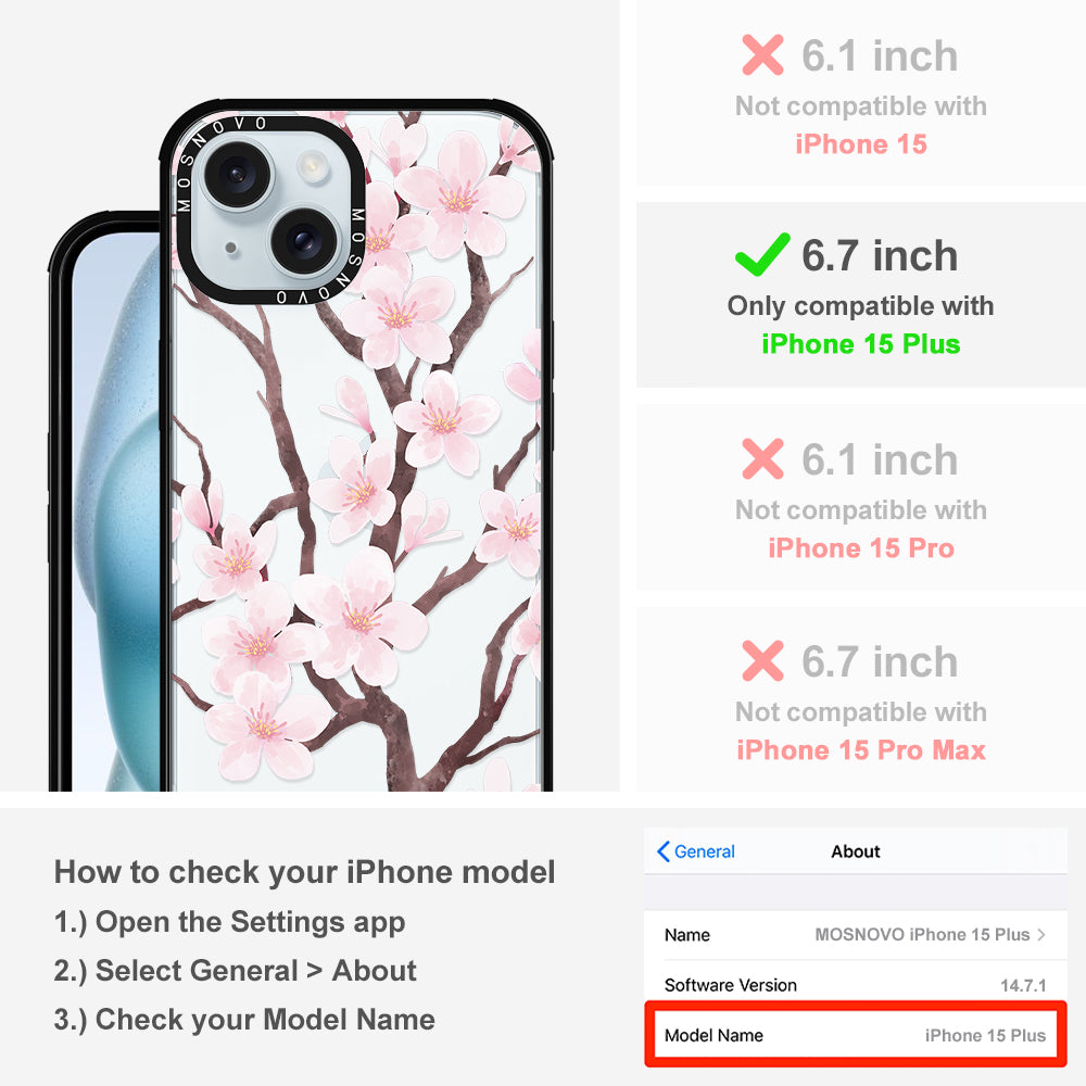 Cherry Blossom Flower Phone Case - iPhone 15 Plus Case - MOSNOVO