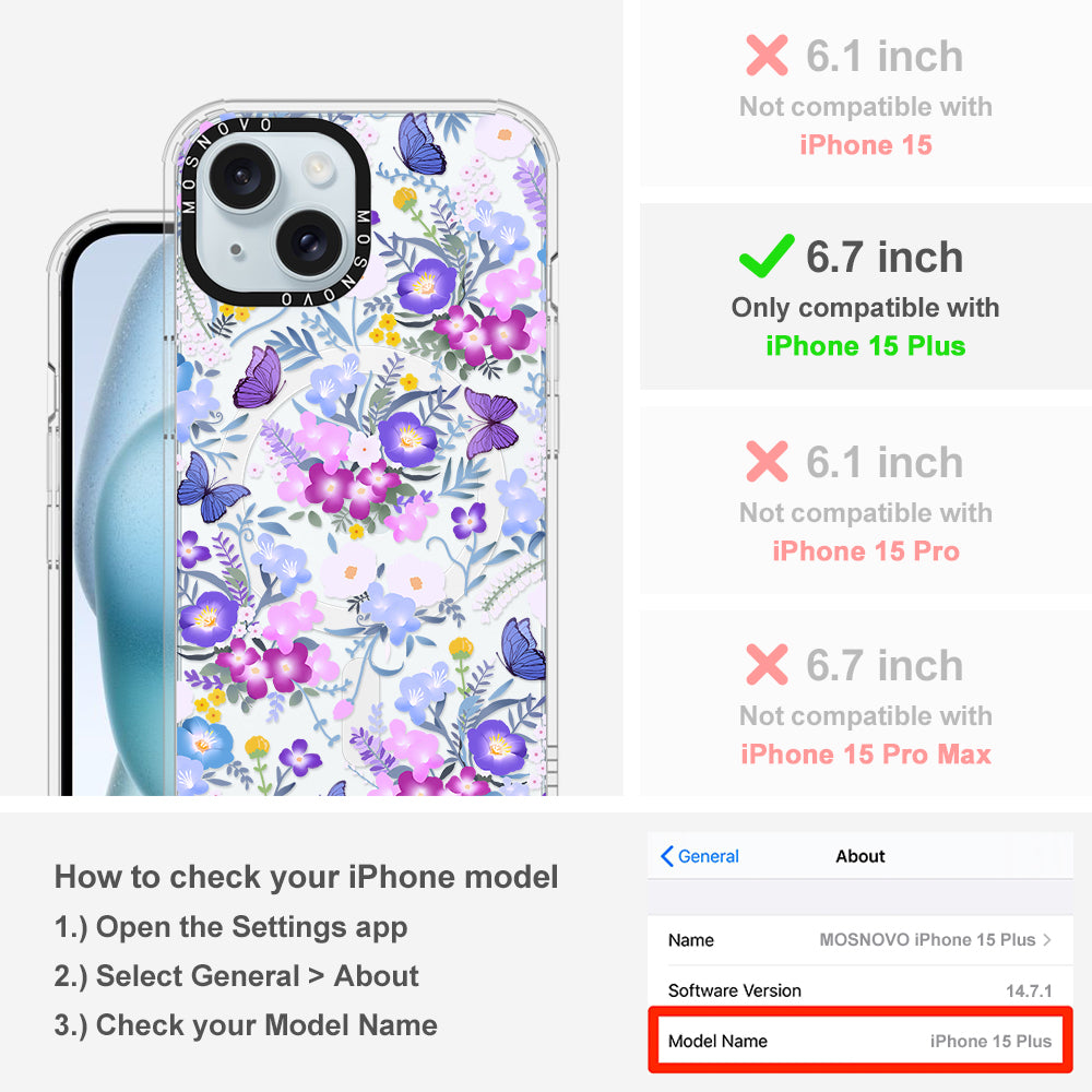 Purple Peri Nemophila Flower Phone Case - iPhone 15 Plus Case - MOSNOVO