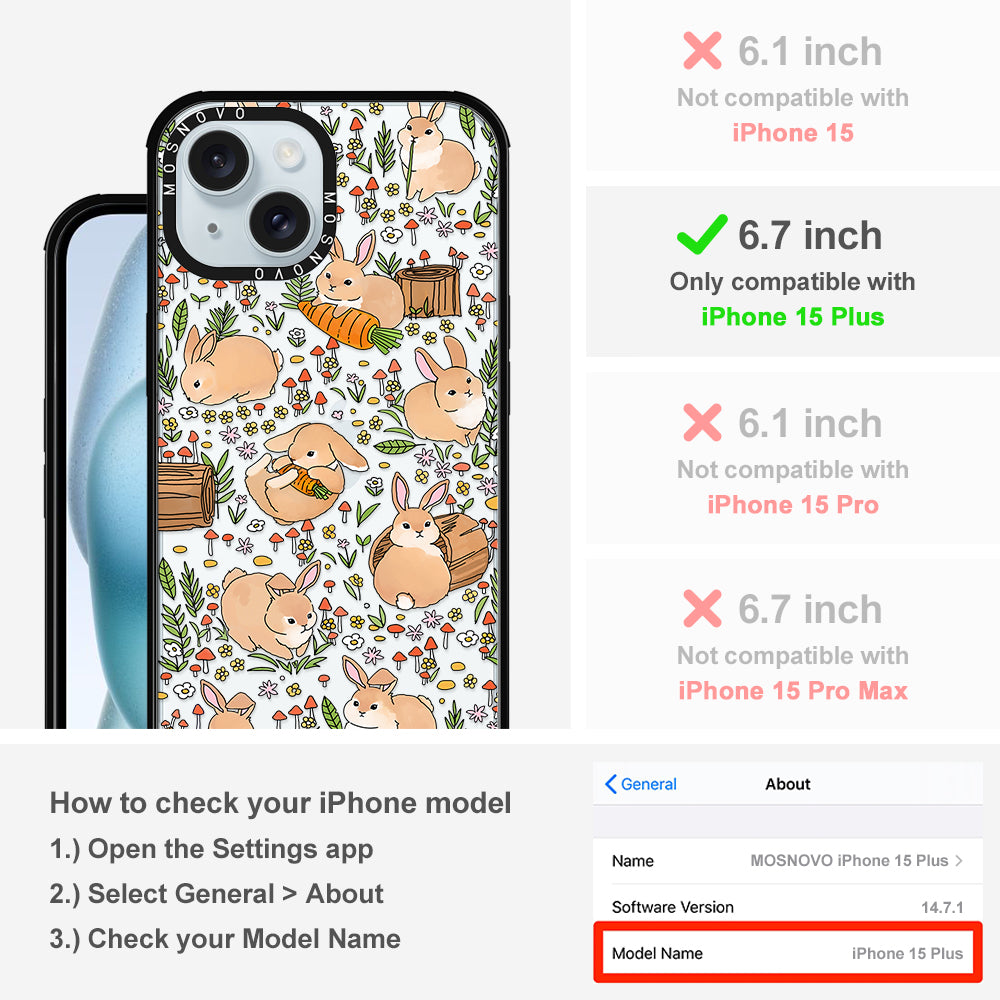 Cute Bunny Garden Phone Case - iPhone 15 Plus Case - MOSNOVO