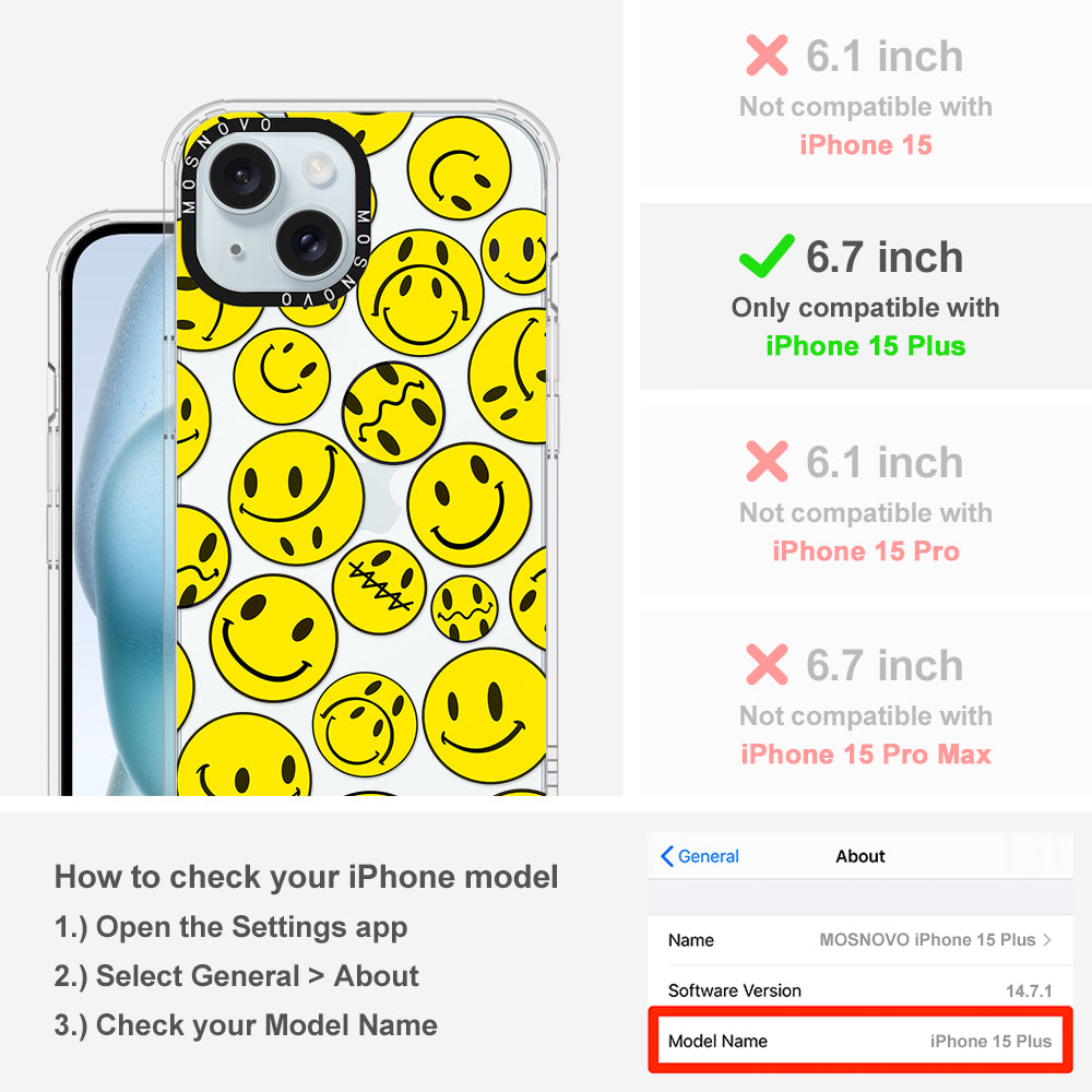 Smiley Face Phone Case - iPhone 15 Plus Case - MOSNOVO