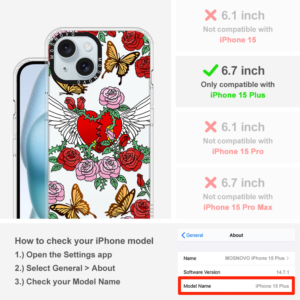 Wing Heart Phone Case - iPhone 15 Plus Case - MOSNOVO