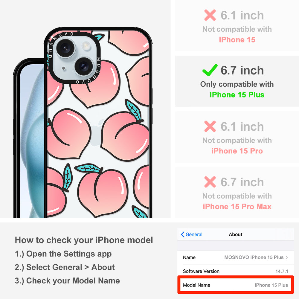 Cute Peach Phone Case - iPhone 15 Plus Case - MOSNOVO