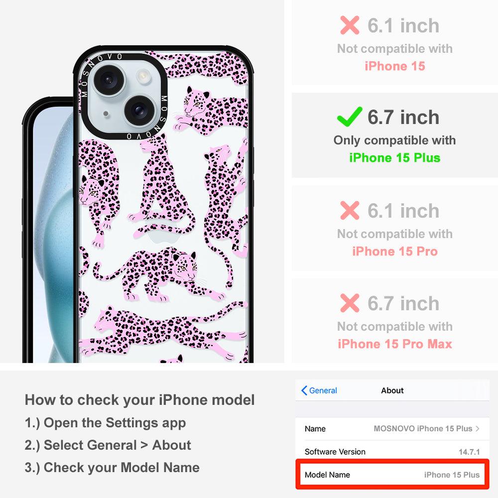 Pink Leopard Phone Case - iPhone 15 Plus Case - MOSNOVO