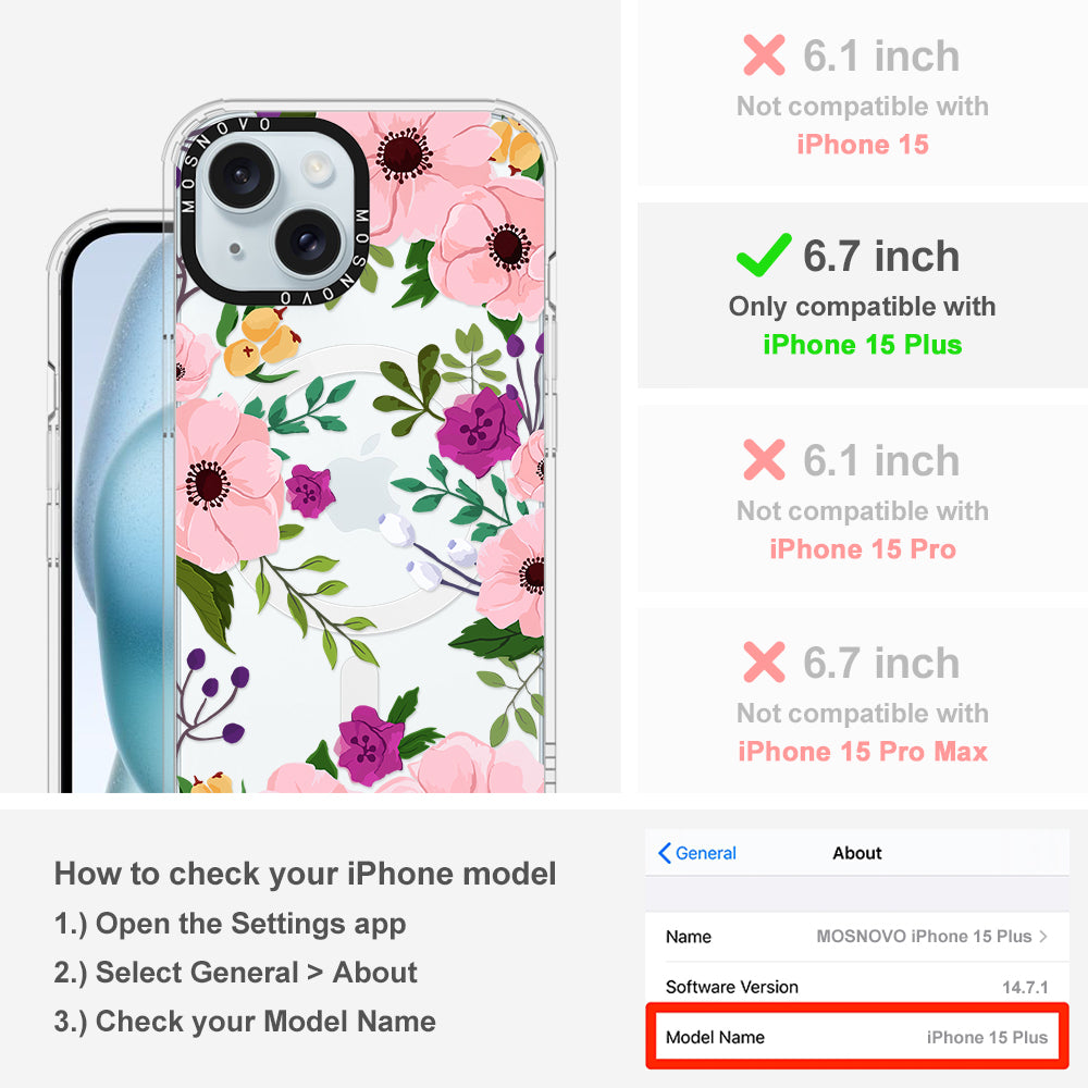 Watercolor Floral Phone Case - iPhone 15 Plus Case - MOSNOVO