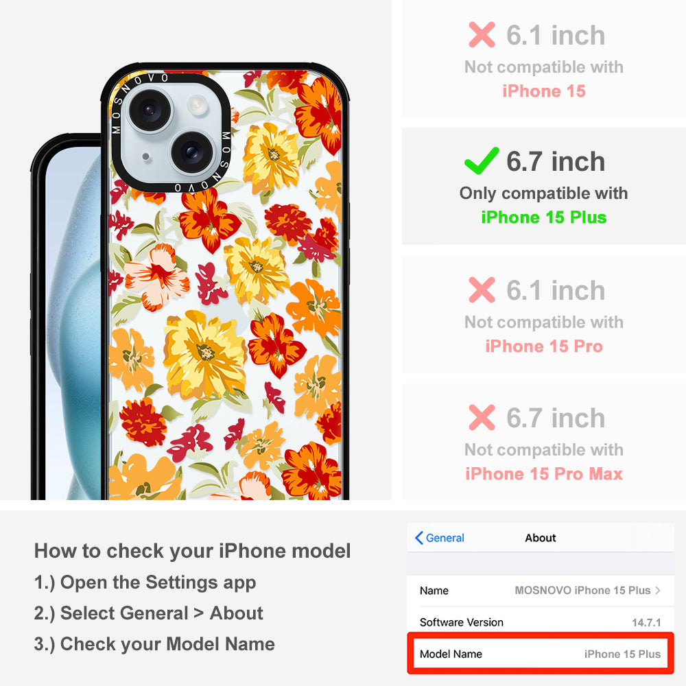 70s Boho Yellow Flower Phone Case - iPhone 15 Plus Case - MOSNOVO