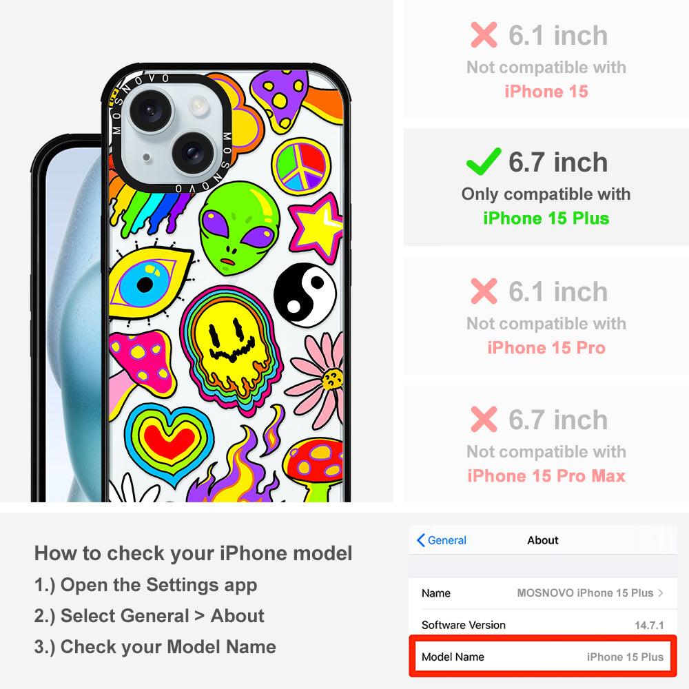 Hippie Rainbow Face Love Phone Case - iPhone 15 Plus Case - MOSNOVO