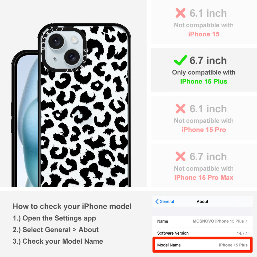 Black Leopard Phone Case - iPhone 15 Plus Case - MOSNOVO