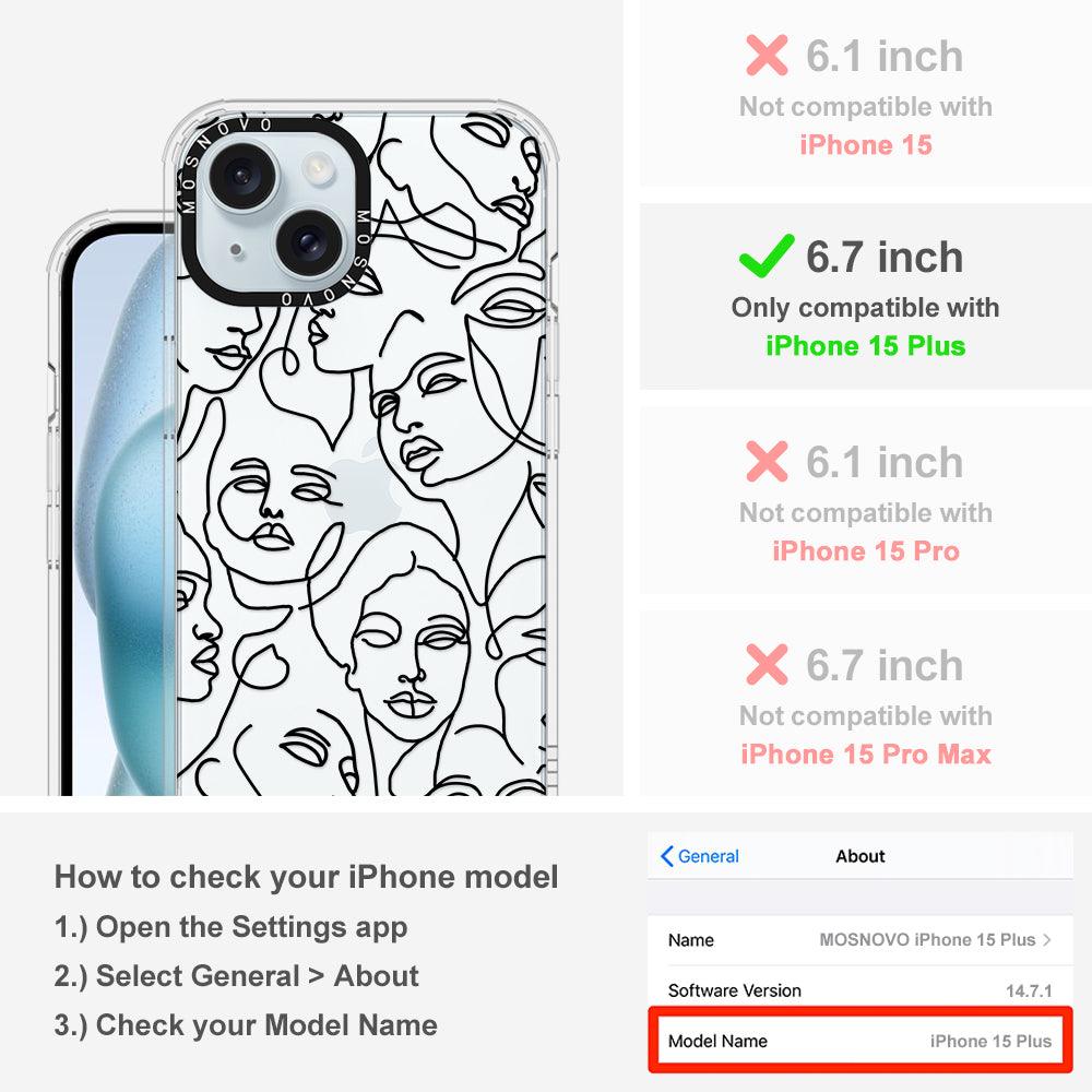 Abstract Face Line Art Phone Case - iPhone 15 Plus Case - MOSNOVO