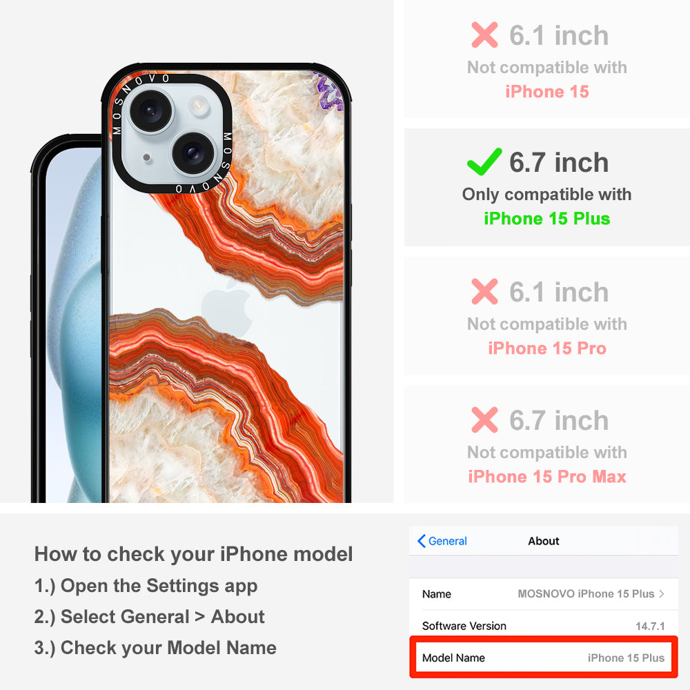 Agate Red Phone Case - iPhone 15 Plus Case - MOSNOVO