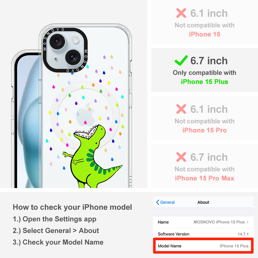 Rainbow Dinosaur Phone Case - iPhone 15 Plus Case - MOSNOVO