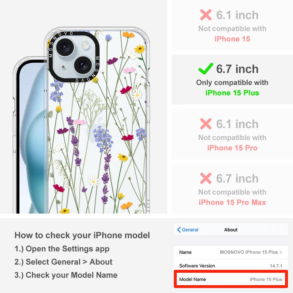 Floral Garden Lavender Daisy Flower Phone Case - iPhone 15 Plus Case - MOSNOVO